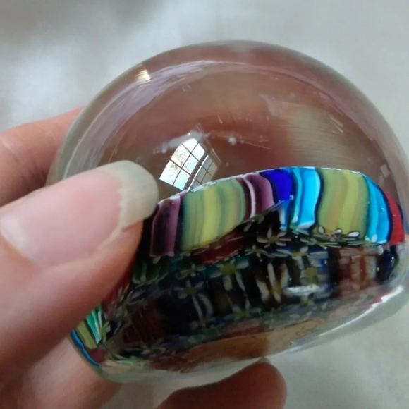 Vintage MURANO Di B. Battiston millefiori art glass paperweight Italy floral - Picture 7 of 7